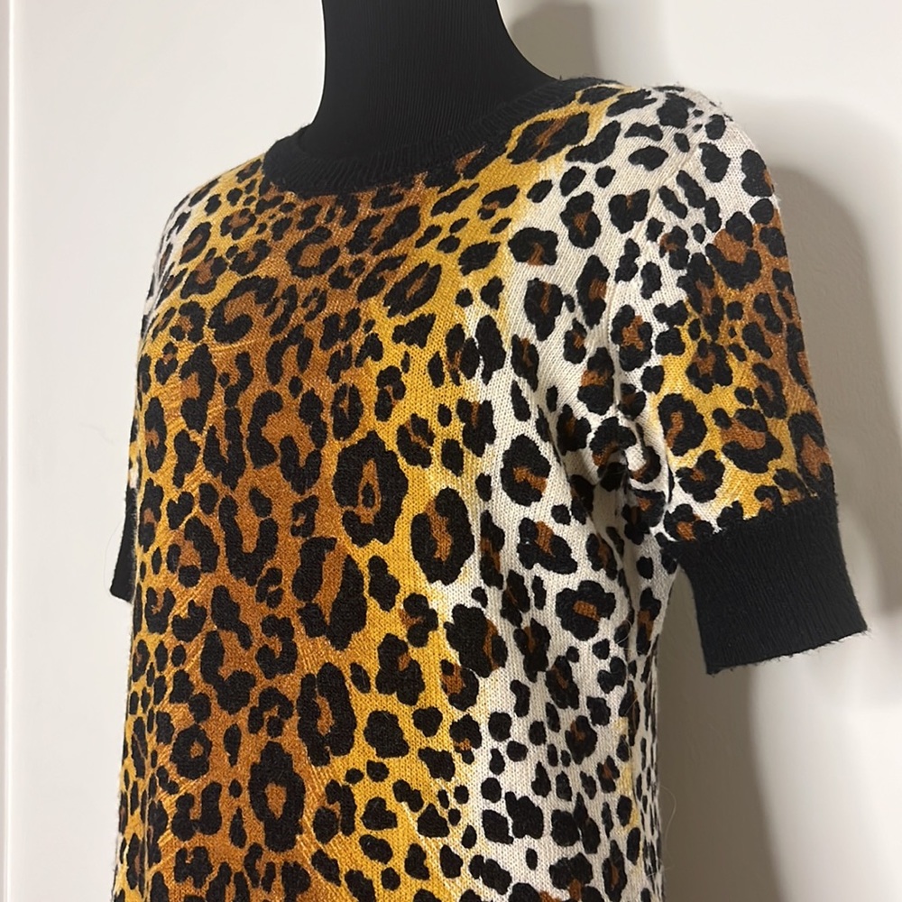 LOVE MOSCHINO Animal Leopard Print Short Sleeve Pullover Sweater Dress - Picture 7 of 13